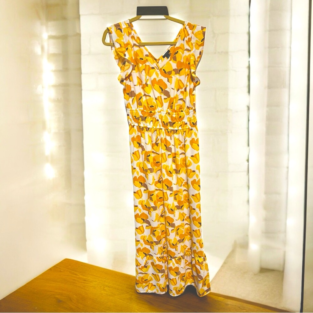 Ann Taylor Yellow Dress with Floral Pattern